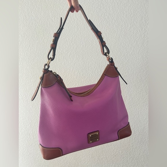 Dooney & Bourke Handbags - Dooney & Bourke Pebbled Leather Shoulder Bag – Pink with Brown Trim- LIKE NEW